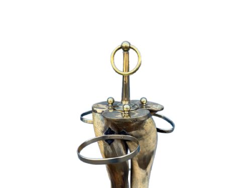 ANTIQUE HORN AND BRASS STICK STAND - ADDITIONAL PHOTO 3