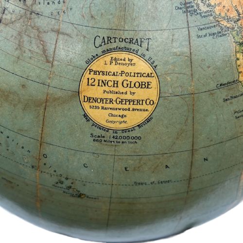ANTIQUE CARTOCRAFT WORLD DESK GLOBE - ADDITIONAL PHOTO 3