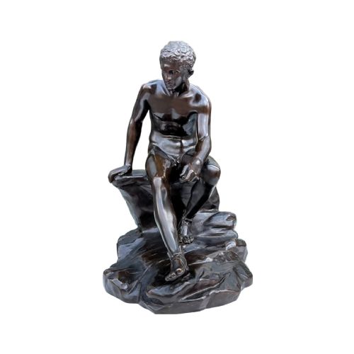seated hermes large 19th century bronze - CATEGORY: ANTIQUE SCULPTURES - DATED 19TH CENTURY