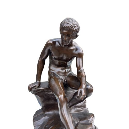 SEATED HERMES LARGE 19TH CENTURY BRONZE - ADDITIONAL PHOTO 1