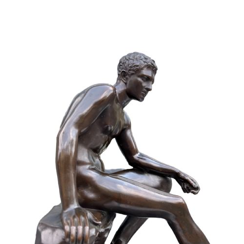 SEATED HERMES LARGE 19TH CENTURY BRONZE - ADDITIONAL PHOTO 2