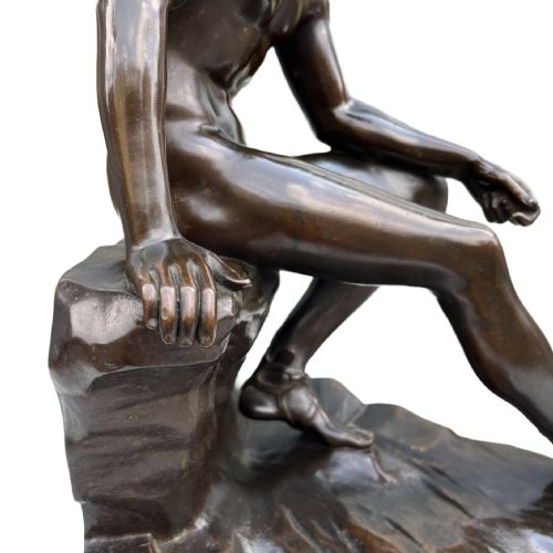 SEATED HERMES LARGE 19TH CENTURY BRONZE - ADDITIONAL PHOTO 3