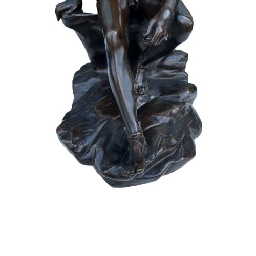 SEATED HERMES LARGE 19TH CENTURY BRONZE - ADDITIONAL PHOTO 4