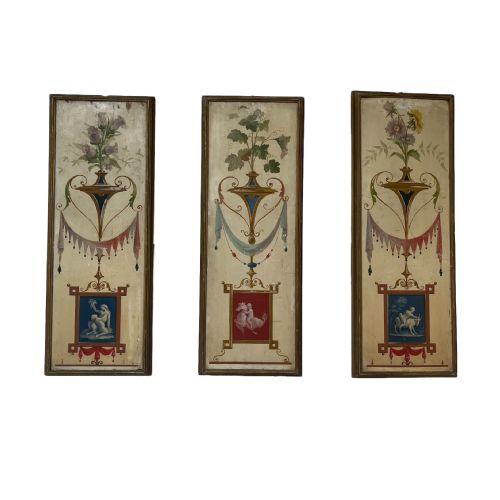 set of 3 french neoclassical paintings on board - CATEGORY: ANTIQUE ART - DATED 1850