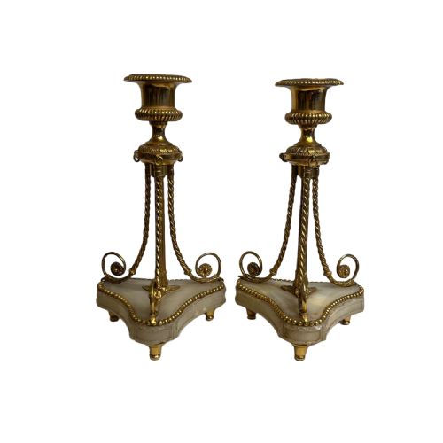 pair of alabaster and ormolu candles - CATEGORY: ANTIQUE LIGHTING - DATED 19TH CENTURY