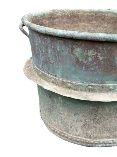 VERDIGRIS RIVETED COPPER CHEESE MAKING POT - ADDITIONAL PHOTO 2