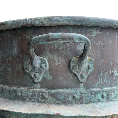 VERDIGRIS RIVETED COPPER CHEESE MAKING POT - ADDITIONAL PHOTO 4