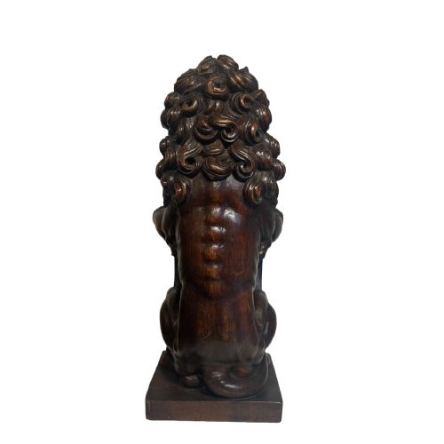 19TH CENTURY CARVED OAK LION NEWEL POST FINIAL - ADDITIONAL PHOTO 3