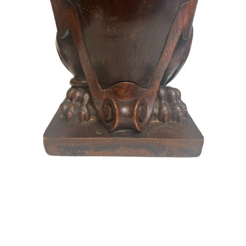19TH CENTURY CARVED OAK LION NEWEL POST FINIAL - ADDITIONAL PHOTO 7