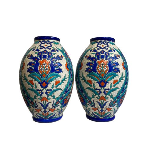 pair of inznik style vases keramis - CATEGORY: ANTIQUE VASES - DATED 1920