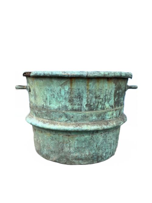verdigris copper cheese making pot - CATEGORY: ANTIQUE METAL - DATED 1860