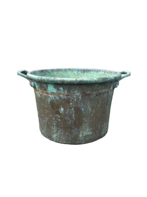 verdigris copper cheese making pot - CATEGORY: ANTIQUE METAL - DATED 1860