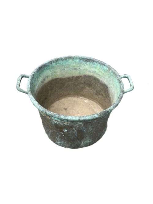 VERDIGRIS COPPER CHEESE MAKING POT - ADDITIONAL PHOTO 1