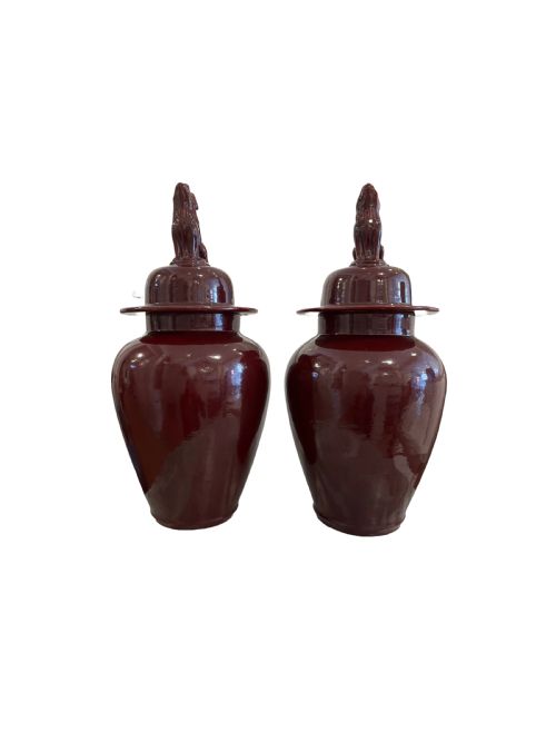 2 french pottery lidded vases - CATEGORY: ANTIQUE VASES - DATED 1900