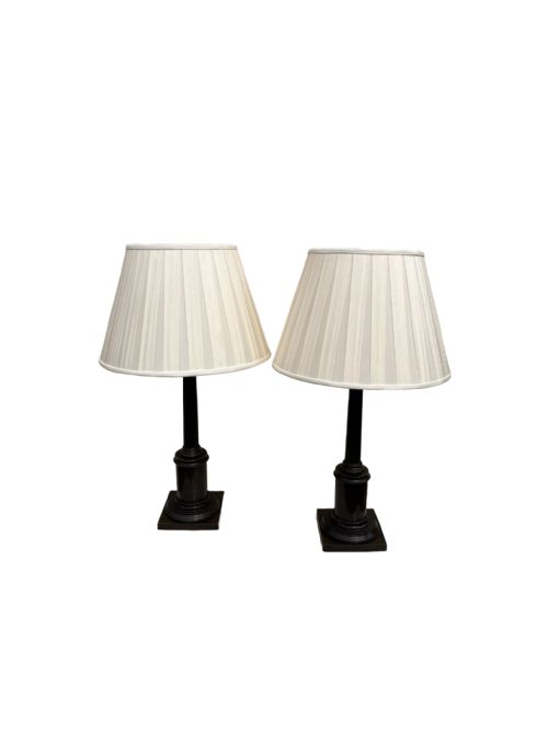 pair of antique english bronze lamps - CATEGORY: ANTIQUE LIGHTING - DATED 19TH CENTURY