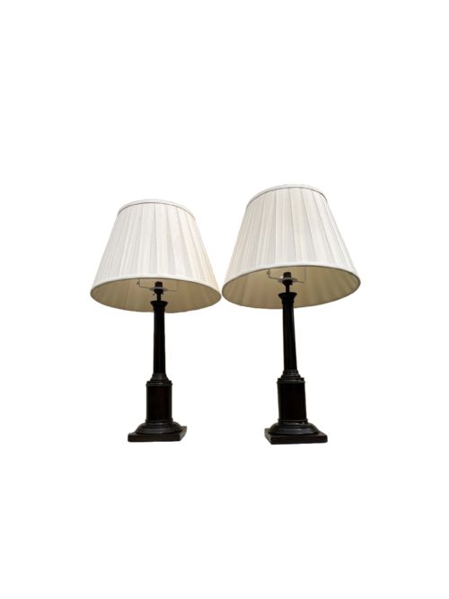 PAIR OF ANTIQUE ENGLISH BRONZE LAMPS - ADDITIONAL PHOTO 1