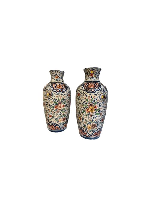 large pair of french floral vases - CATEGORY: ANTIQUE VASES - DATED 1920