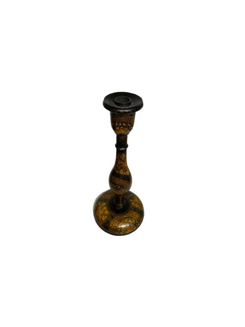PAIR OF PAINTED KASHMIRI CANDLESTICKS - ADDITIONAL PHOTO 2