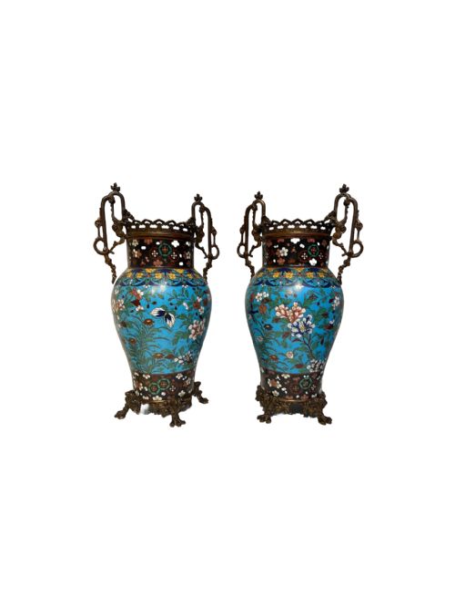 pair of japanese cloisonn vases - CATEGORY: ANTIQUE METAL - DATED 1890