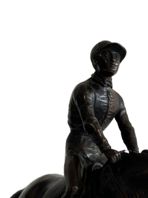 FRENCH BRONZE SCULPTURE OF HORSE AND JOCKEY - ADDITIONAL PHOTO 3