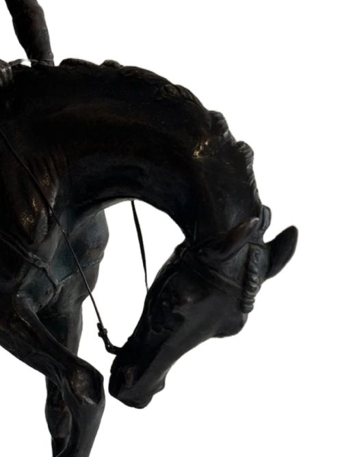 FRENCH BRONZE SCULPTURE OF HORSE AND JOCKEY - ADDITIONAL PHOTO 4