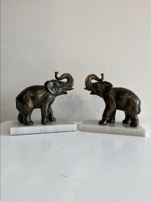 PAIR OF ART DECO ELEPHANT SCULPTURES - ADDITIONAL PHOTO 1