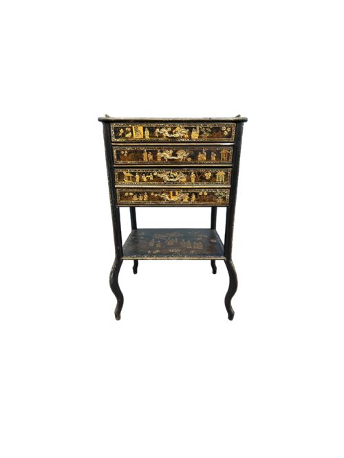 french chinoiserie lacquer side table - CATEGORY: ANTIQUE CABINETS - DATED 1870