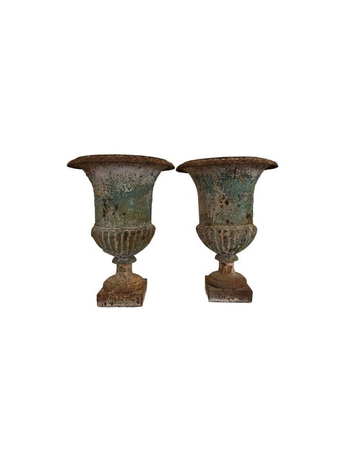 pair of 19th century french cast iron campana urns - CATEGORY: ANTIQUE METAL - DATED 19TH CENTURY