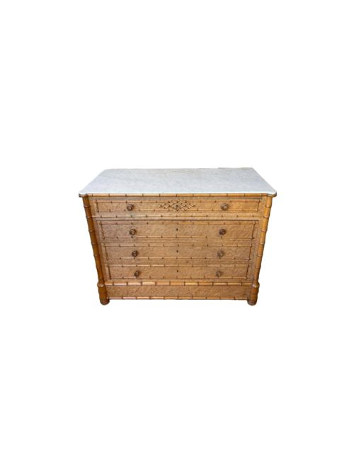 antique faux bamboo chest of drawers commode - CATEGORY: ANTIQUE CHEST OF DRAWERS - DATED 19TH CENTURY