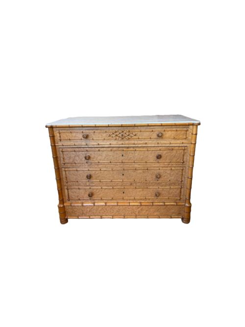 ANTIQUE FAUX BAMBOO CHEST OF DRAWERS COMMODE - ADDITIONAL PHOTO 1