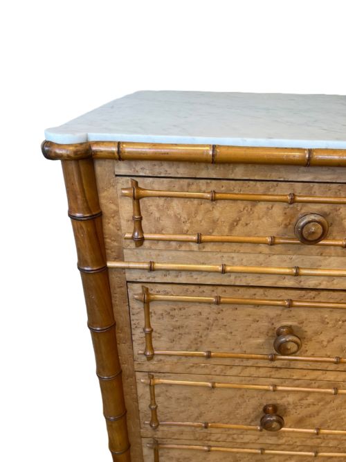 ANTIQUE FAUX BAMBOO CHEST OF DRAWERS COMMODE - ADDITIONAL PHOTO 2