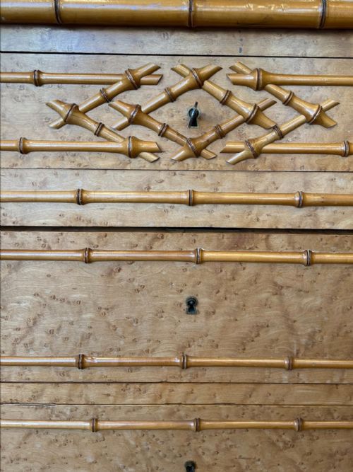 ANTIQUE FAUX BAMBOO CHEST OF DRAWERS COMMODE - ADDITIONAL PHOTO 3