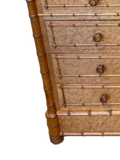 ANTIQUE FAUX BAMBOO CHEST OF DRAWERS COMMODE - ADDITIONAL PHOTO 4