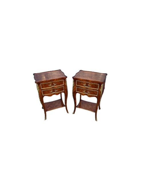 pair of french marquetry bedside cabinets - CATEGORY: ANTIQUE CABINETS - DATED 1920