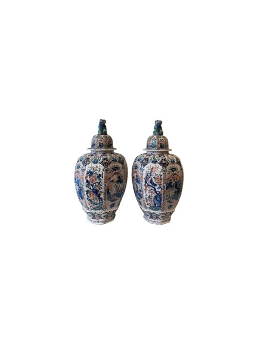 large pair of delft vases - CATEGORY: ANTIQUE LIGHTING - DATED 1930