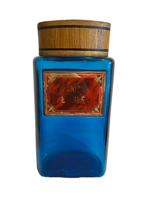FRENCH BLUE GLASS APOTHECARY JARS - ADDITIONAL PHOTO 2