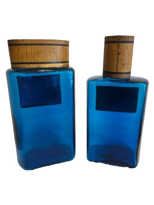 FRENCH BLUE GLASS APOTHECARY JARS - ADDITIONAL PHOTO 3