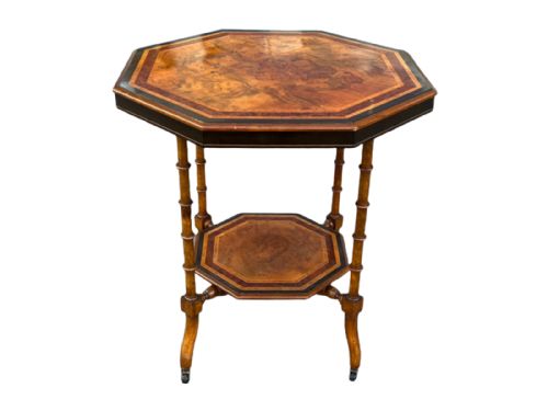 fine antique burr walnut inlaid occasional table - CATEGORY: ANTIQUE TABLES - DATED 1880