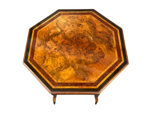 FINE ANTIQUE BURR WALNUT INLAID OCCASIONAL TABLE - ADDITIONAL PHOTO 1