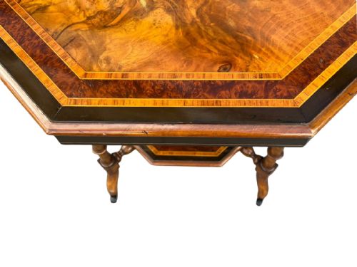 FINE ANTIQUE BURR WALNUT INLAID OCCASIONAL TABLE - ADDITIONAL PHOTO 2