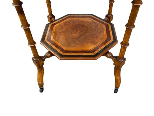 FINE ANTIQUE BURR WALNUT INLAID OCCASIONAL TABLE - ADDITIONAL PHOTO 5