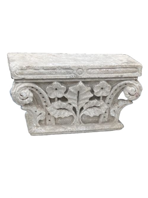 PAIR OF ANTIQUE CARVED STONE CAPITALS - ADDITIONAL PHOTO 1