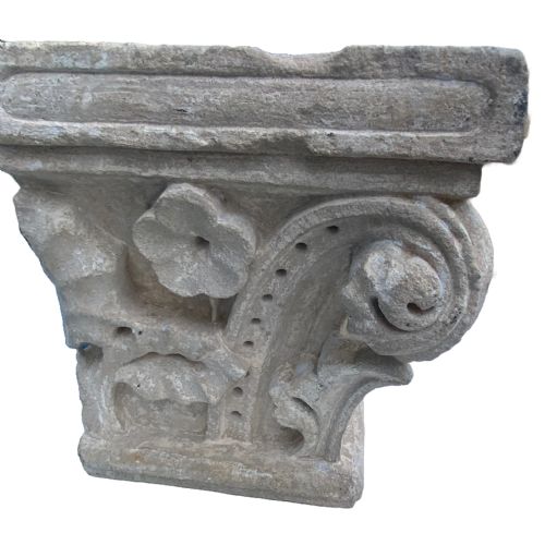 PAIR OF ANTIQUE CARVED STONE CAPITALS - ADDITIONAL PHOTO 5