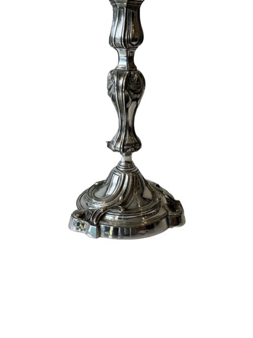 PAIR OF FRENCH SILVER PLATED BRONZE CANDELABRA - ADDITIONAL PHOTO 4