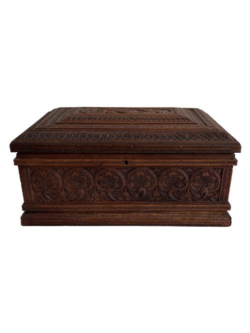 indian sandalwood tea caddy - CATEGORY: ANTIQUE BOXES - DATED 1880