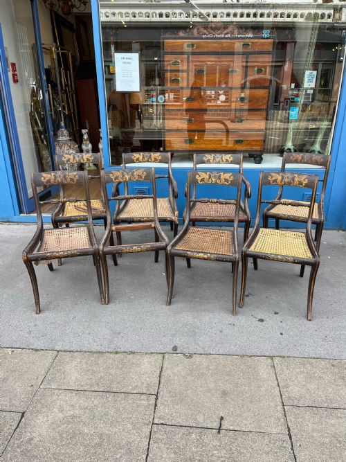 set of 8 regency painted chairs - CATEGORY: ANTIQUE CHAIRS - DATED 19TH CENTURY