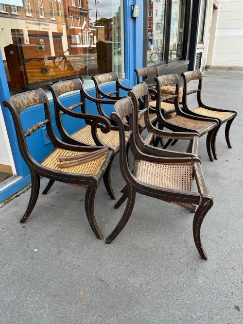 SET OF 8 REGENCY PAINTED CHAIRS - ADDITIONAL PHOTO 10