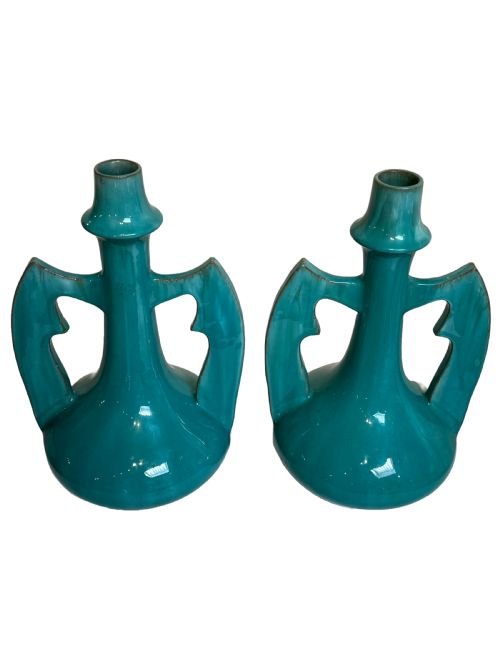 CLEMENT MASSIER PAIR OF TURQUOISE GLAZE VASES - ADDITIONAL PHOTO 1