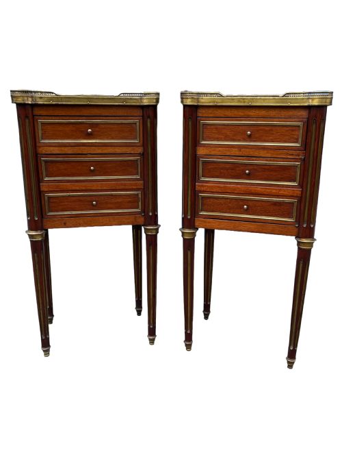 louis xvi style mahogany bedside cabinets - CATEGORY: ANTIQUE CUPBOARDS - DATED 1880