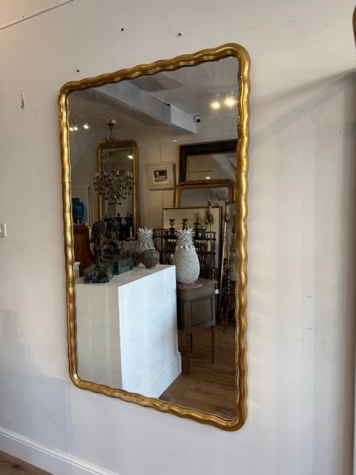 LARGE FRENCH WAVY EDGE GILT MIRROR - ADDITIONAL PHOTO 2
